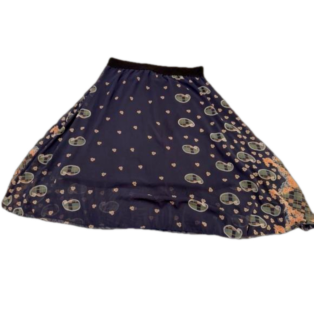 NWT LuLaRoe Lola skirt navy blue paisley elastic waist XL